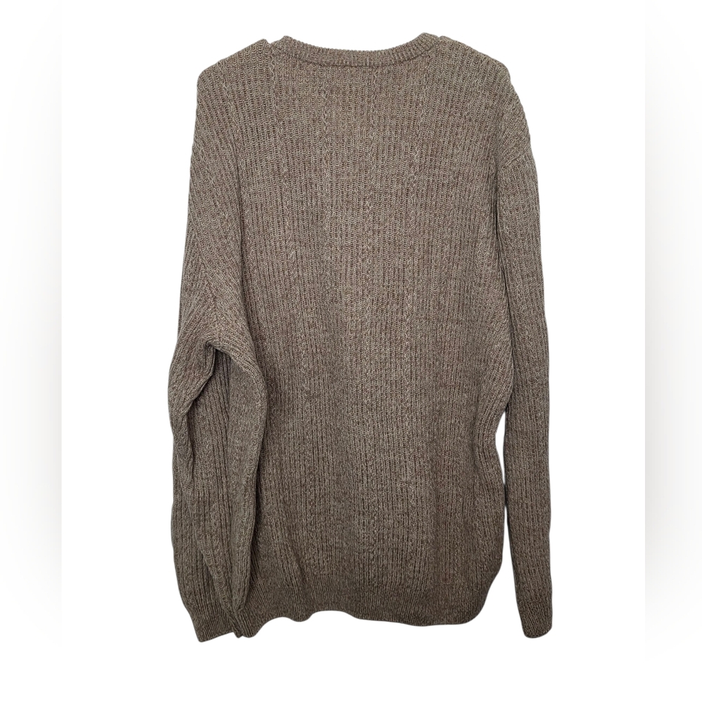Chaps Pullover Sweater Mens L Beige Ribbed 100% Cotton NWT - Picture 2 of 9